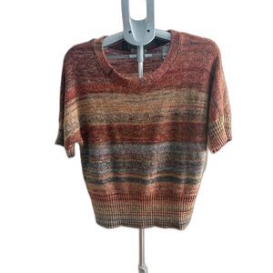 Jillian Nicole Crew Neck Sunset Striped Sweater XL Boho Cottagecore Rustic